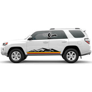 2x 4Runner 2023 Side Door Old School Sunset Vinyl Mountains stripe Decals Stickers for Toyota 4Runner TRD 