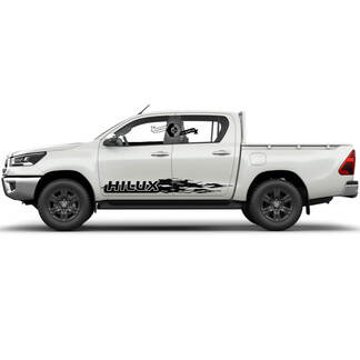 Pair Toyota Hilux Modern Rally Distressed Fire Lightning Stripe Side Rocker Panel Vinyl Stickers Decal Graphic