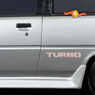 Pair Mitsubishi Cordia Turbo side vinyl body decals sticker graphics 2 Colors