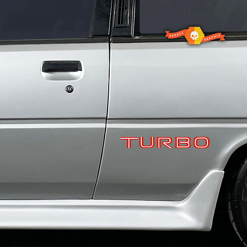 2x Mitsubishi Cordia Turbo side vinyl body decals sticker graphics 2 Colors