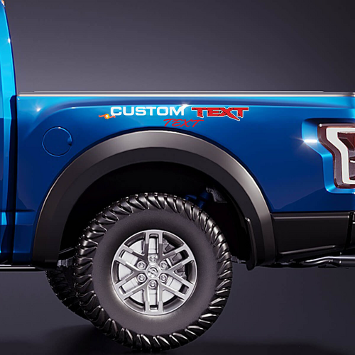 CUSTOM TEXT Block and Script Bedside Lettering Vinyl Decal Pair for Musclecar truck power truck