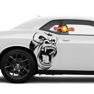 Pair of Side Angry Gorilla Kong Side Dodge Challenger or Charger Decals Stickers