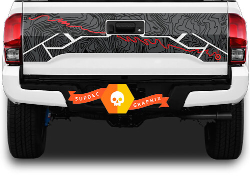 Tailgate Toyota Tacoma Topographic Map Adventure trip Vinyl Decal Sticker TRD off road