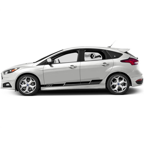 TXT Parallel Side and Rocker Stripes Vinyl Decal Pair for Ford Focus ST