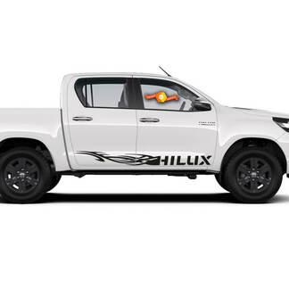 Pair Toyota 2016 - 2021 TOYOTA HILUX Side Rocker Panel Racing Vinyl Decal Graphic