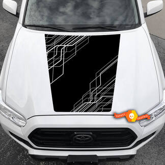 Modern 2016 -- 2021 Toyota Tacoma Hood Abstract Lines Symmetry Vinyl Decal Sticker Graphics - No Scoop!