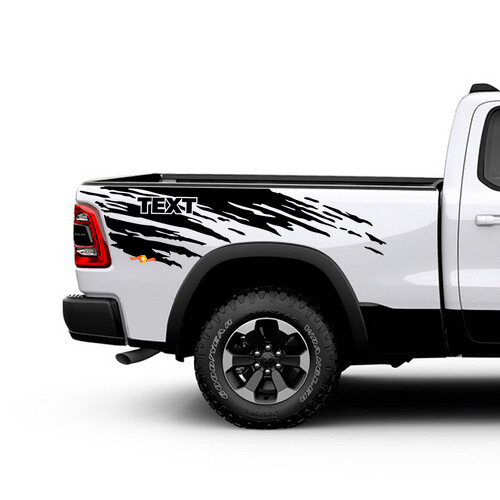 Custom Text Distressed Style Bedside Vinyl Decal Kit for Dodge Ram 1500