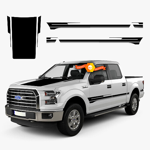 Racing Stripes Hood and Side Vinyl Decal Kit for Musclecar F-150