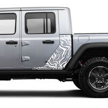 Side Contour Map Body Vinyl Graphic Stripes Kit for Jeep Gladiator 2