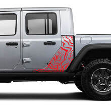 Side Contour Map Body Vinyl Graphic Stripes Kit for Jeep Gladiator 3