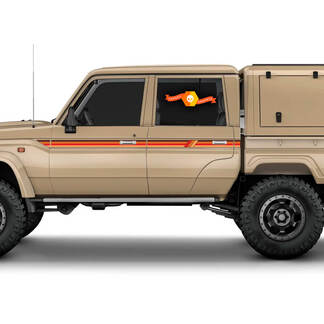 2 TOYOTA Land Cruiser LANDCRUISER Dual Cab LC79 Stripes RED EARTH Colours Sunset Graphics Stripes