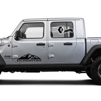 Pair Jeep Gladiator Door Mountains 2019 2020 2021 Vinyl Graphics Decal Sticker