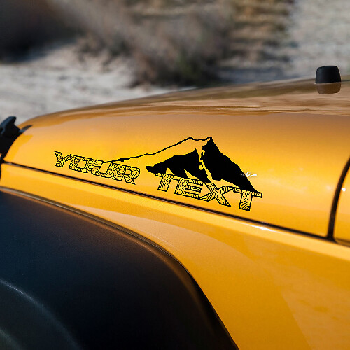Mountains Topographic Map Side Invert Hood Vinyl Decal Sticker for Jeep Wrangler