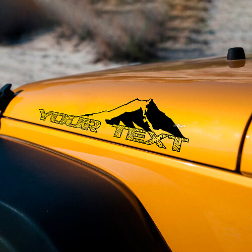 Mountains Topographic Map Side Invert Hood Vinyl Decal Sticker for Jeep Wrangler