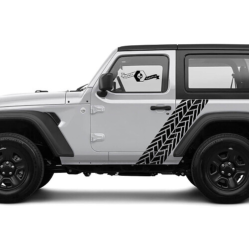 Stripe with Tire Track Side Door Vinyl Decal Sticker for Jeep Wrangler