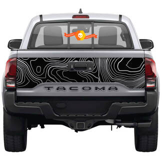 Tailgate Topographic Map Rear Decal For Toyota Tacoma Third generation 2015-2022 SupDec