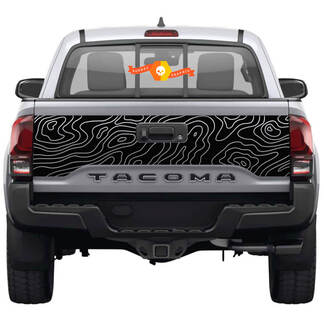 Tailgate Topographic Map Rear Decal For Toyota Tacoma Third generation 2015-2022 SupDec 2