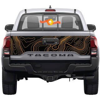 Tailgate Topographic Map Rear Decal For Toyota Tacoma Third generation 2015-2022 SupDec 2 colors