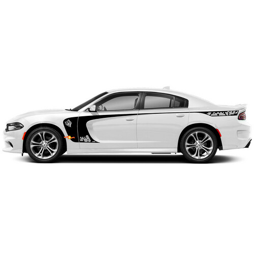 Wildcat and Honeycomb Stripes Side Vinyl Decal Sticker for Dodge Charger 2015-2022_1