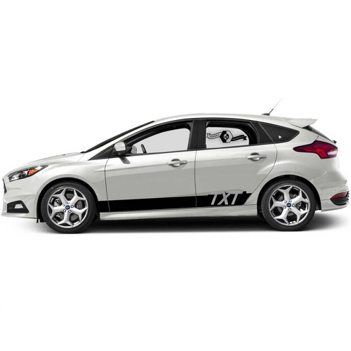 TXT Solid Side and Rocker Stripes Vinyl Decal Pair for Ford Focus ST 2017-2022