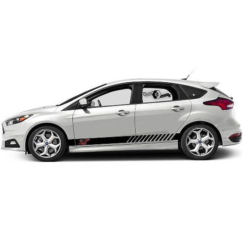 Outline Doors Two Colors Stripe Rocker Panel Vinyl Decal Sticker Graphic Pair for Ford Focus ST 2017-2022