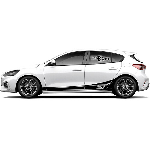 ST-Line EcoBoost Stripe Rocker Panel Vinyl Decal Sticker Graphic Pair for Ford Focus ST 2017-2022