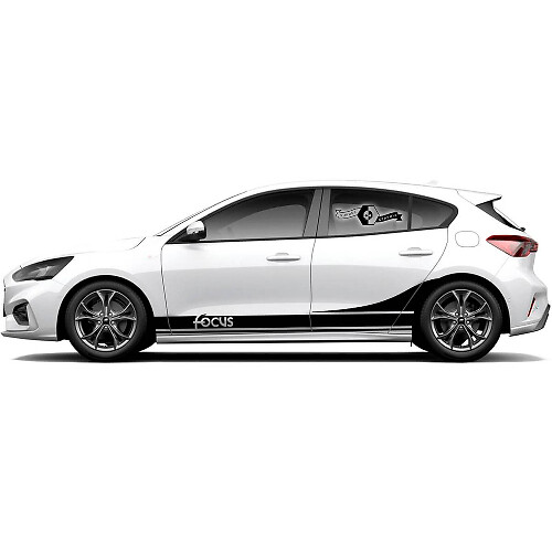 Wave ST-Line EcoBoost Stripe Rocker Panel Vinyl Decal Sticker Graphic Pair for Ford Focus ST 2017-2022