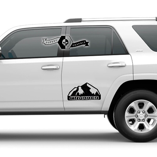 2x 4Runner 2023 Side Doors Vinyl Logo Mountains Decals Stickers fits Toyota 4Runner TRD
