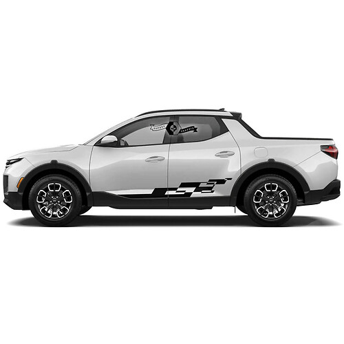 Rocker Panel Checkered FLAG Side Vinyl Stickers Decal Graphic kit fit to Hyundai Santa Cruz