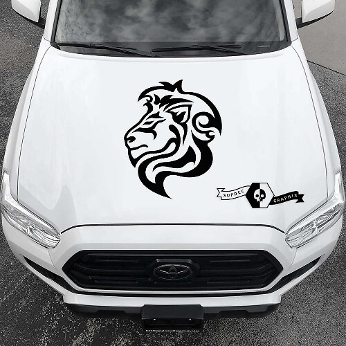 Lion Tribal Style Hood Vinyl Decal for Cars