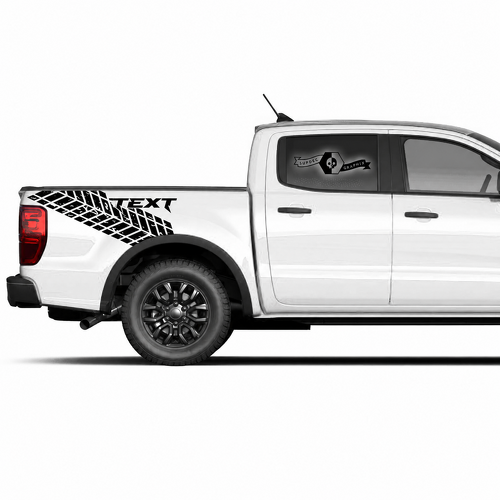 Custom Text Tire Tracks Claws Side Bed Graphic Decal Sticker Set Of 2 for Musclecar truck power truck 2022