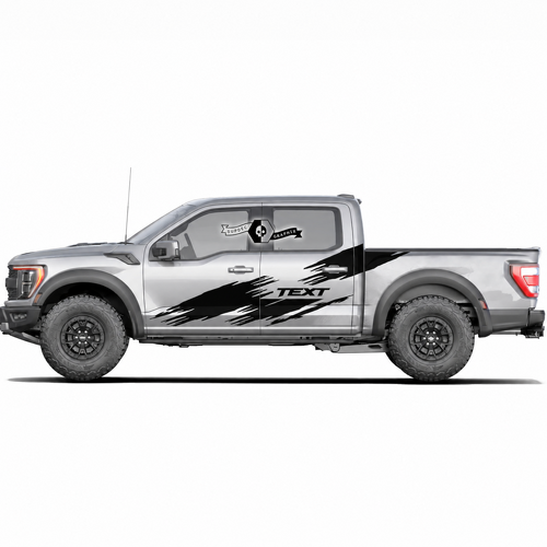 Custom Text Destroyed Side Bed Graphic Decal Sticker Set Of 2 for Musclecar truck power truck 2022