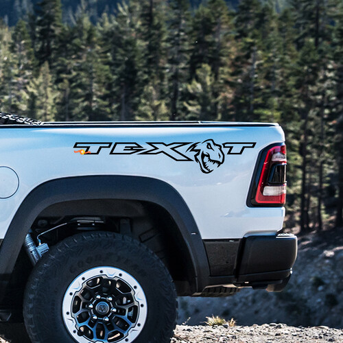 T-Rex and Custom Text Bedside Vinyl Decal Kit for Dodge Ram Rebel 1500 TRX