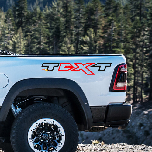 Custom Text Outline Style Bedside Vinyl Decal Kit for Dodge Ram 1500 TRX