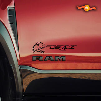 2x Small Dodge Ram Rebel 2022+ 1500 TRX Dinosaurs T-Rex TRX Truck Vinyl Decal Graphic