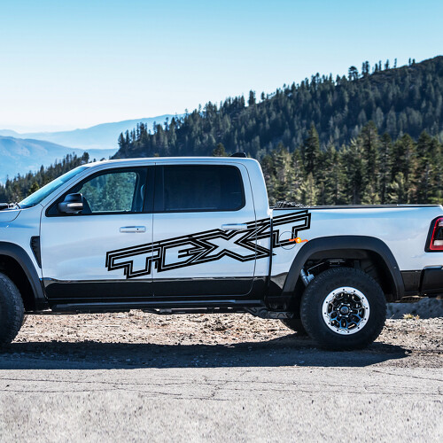 Custom Text Outline Style Side Vinyl Decal Kit for Dodge Ram 1500 Rebel TRX