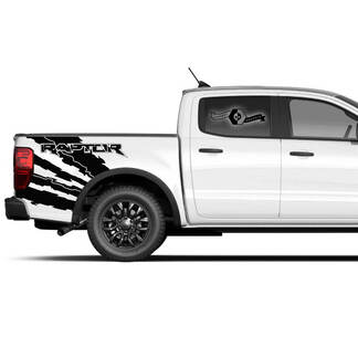2x New Ford F150 Raptor 2022 Destroyed Side Bed Graphic Decal Sticker