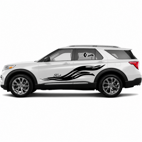 Text Flame Wave Pair Door Rear Fender Vinyl Decal Sticker for Ford Explorer
