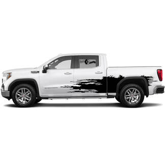 2x Side Stripes Decal For 1500 Gmc Sierra Wrap Mud Bed Side SPLASH Vinyl Stickers Decal Graphic Kit