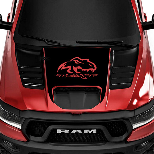 T-Rex and Custom Text Hood Vinyl Decal for Dodge Ram Rebel 1500 TRX