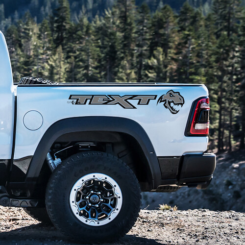 TRX Style Custom Text Bedside Vinyl Decal Pair for Ram 1500 Rebel TRX