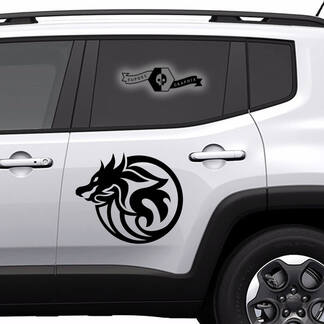 Pair Any Car Logo Modern Door ANIMALS Dragon New Side Doors stripes decals Graphic Kit