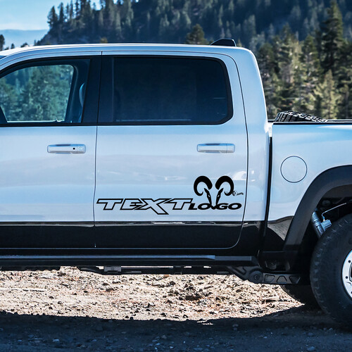 Custom Text & Logo Hemi Style Door Vinyl Decal Sticker for Dodge Ram 1500
