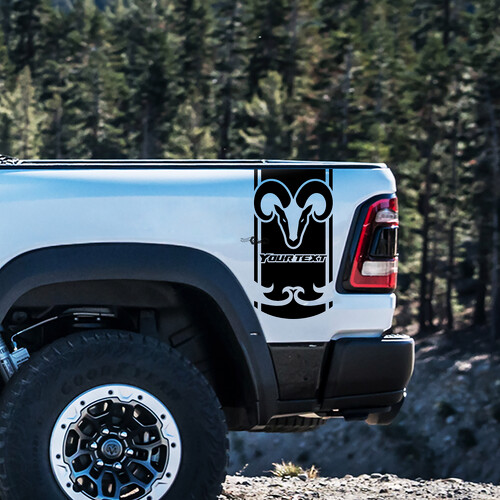 Hemi Style Custom Text Bedside Vinyl Decal Kit for Dodge Ram Rebel 1500 TRX