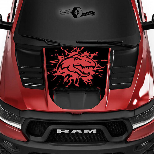 T-Rex Destroyed Style Hood Vinyl Decal for Dodge Ram Rebel 1500 TRX