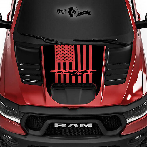 USA Flag TRX Hood Vinyl Decal for Dodge Ram Rebel 1500 TRX