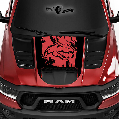 T-Rex Distressed Style Hood Vinyl Decal for Dodge Ram Rebel 1500 TRX