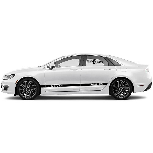 2 x 2020 Lincoln MKZ Doors Thin Stripes Rocker Panel Side Logo MKZ Vinyl Decals Graphics Stickers