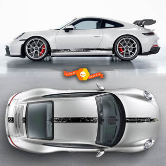 2 Porsche 911 Porsche Carrera Rocker Panneer Hood Toit Siège rayures Portes de portes Kit Autocollant