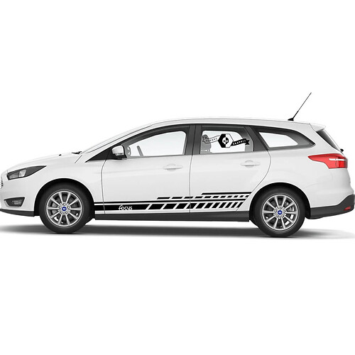 Pair 2021+ Ford Focus Doors Side New Rocker Panel Ford Focus Logo Car Racing Stripe Vinyl Decal Sticker